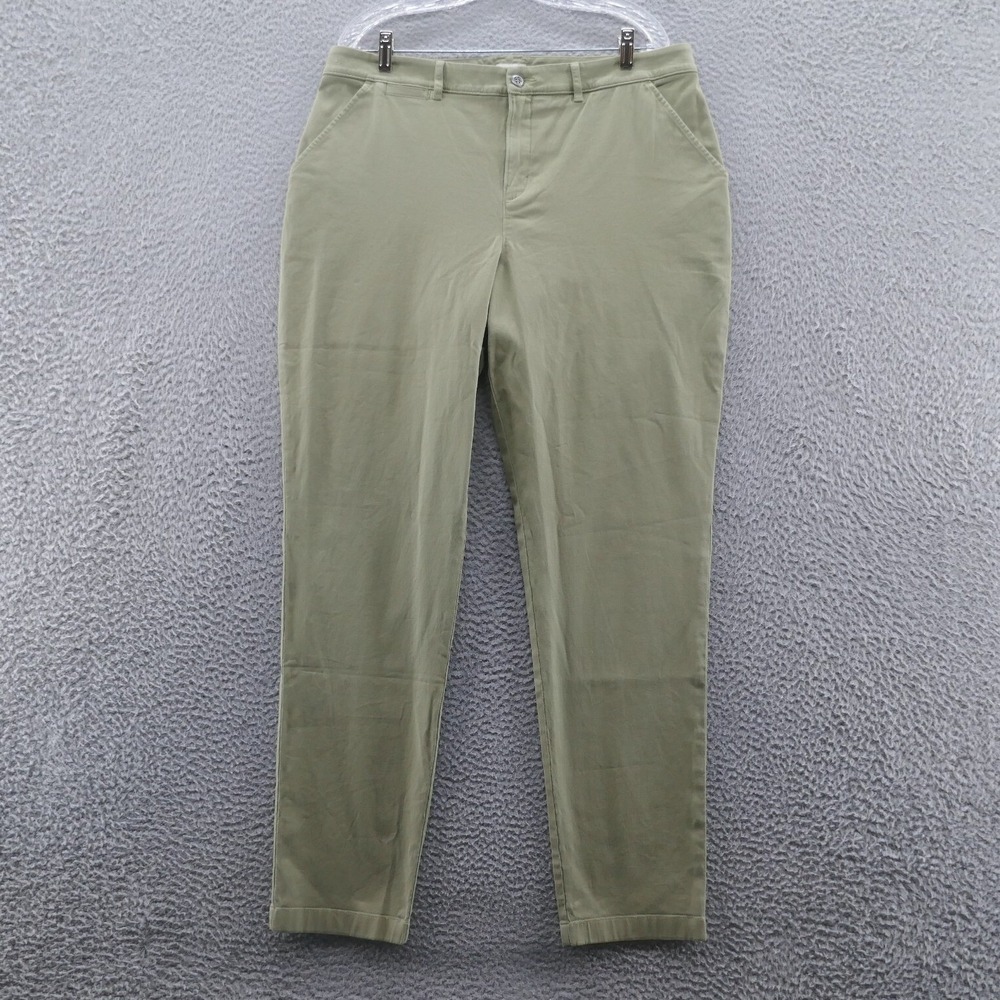 Garnet Hill Women 16 Sage Green Pima Cotton Stretch Chino Straight Leg Pants